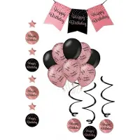 Partylook Verjaardag Feestpakket 4 delig rose zwart | happy birthday (rose zwart)