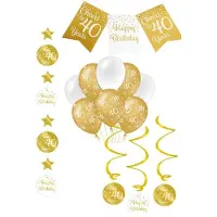Partyxplosion Verjaardag Feestpakket 4 delig goud | 40 jaar (goud wit)