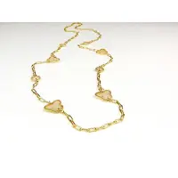 Sophie lange zilveren halsketting collier halssnoer geelgoud verguld Model Vlinder en Bol met beige stenen