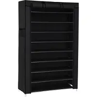 Songmics schoenenrek met 10 niveaus, met stofdichte hoes, schoenenkast, schoenenrek, schoenenopberger, voor maximaal 40 paar schoenen, voor woonkamer, gang, 88 x 28 x 160 cm, zwart RXJ36HV1