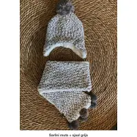 Sarlini babymuts + sjaal grijs 6-12 maanden