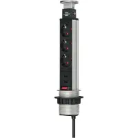 Brennenstuhl Tower Power USB-charger stekkerdoos 3-voudig met dubbele USB-laadingang 2m H05VV-F 3G1,5 Volledig verzonken in tafelblad