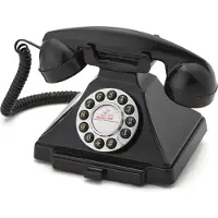 GPO 1929 Carrington retro klassieke telefoon in jaren ’20 design - met druktoetsen - notitieblok lade - zwart