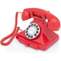 GPO 1929 Carrington retro klassieke telefoon in jaren ’20 design - met druktoetsen - notitieblok lade - rood