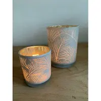 COSY&TRENDY theelichthouder blad wit/goud