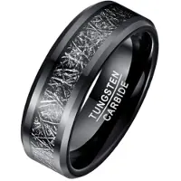 Mendes heren ring Wolfraamcarbide zwart Vermiculiet Inlay-25mm