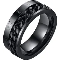 Mendes heren ring Cuban Link Roman Numeral Black-18mm