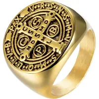 Mendes Zegelring Heren Edelstaal Holy Medal Cross-21.5mm