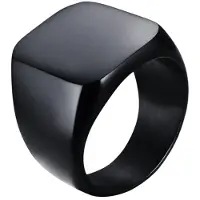 Mendes Stalen zegelring van Zwart-18mm