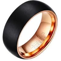 Mendes Wolfraam heren ring Zwart met rose 8mm-18mm