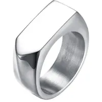 Mendes Zilverkleurige stalen zegelring Jewelry-19mm