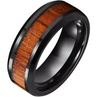 TJ Tom Jaxon Wolfraam heren ring Tom Jaxon zwart Glans Palissander Inlay-18mm