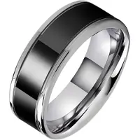 TJ Tom Jaxon Tom Jaxon heren ring Wolfraam Zwart Zilverkleurig Groef Glans-18mm