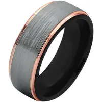 Mendes heren ring Wolfraam Zilver Zwart goud 8mm-18mm