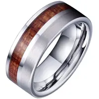 TJ Tom Jaxon Tom Jaxon heren ring Wolfraam Zilverkleurig Palissander Inlay-21.5mm