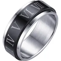 LGT JWLS Stalen Spinning ring met Romeinse Cijfers-17mm