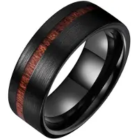 TJ Tom Jaxon Tom Jaxon heren ring Wolfraam Mat Zwart Hout Groef-20mm