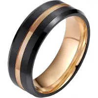 Mendes Wolfraam heren ring Zwart met Rose 8mm-20mm