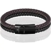 Memphis Dubbele leren armband Duo Color Zwart Bruin-21cm