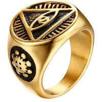 Mendes Edelstaal zegelring voor mannen Eye Of Providence Gold-21.5mm