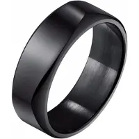 Mendes Zwarte heren ring gepolijst Staal-21mm