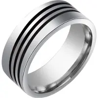 LGT JWLS Stalen mannen ring Triple Diagonal Stripe-19mm