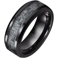 TJ Tom Jaxon Wolfraam heren ring Tom Jaxon zwart Glans Carbon Fibre Inlay-17mm