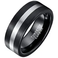 Mendes heren ring geborsteld Wolfraamcarbide Zwart Zilverkleurig-21.5mm