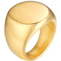 Mendes Stalen heren ring Ronde Zegel Goudkleurig-20mm