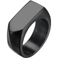 Mendes Zwarte stalen zegelring Jewelry-21mm