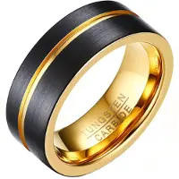 Mendes Heren ring Wolfraam Verguld Zwart Goud 8mm-20mm