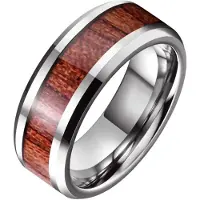 TJ Tom Jaxon Wolfraam heren ring Tom Jaxon Zilverkleurig Glans Palissander Inlay-17mm