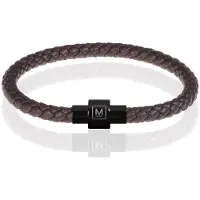 Memphis armband leer met edelstaal Donkerbruin Zwart-18cm