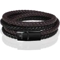 Memphis dubbele wrap armband Duo Leer Bruin Zwart-20cm