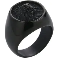 Mendes heren ring Leeuw Edelstaal Zwart-21.5mm