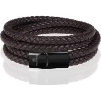 Memphis dubbele wrap armband Leer Bruin Zwart-23cm