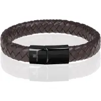 Memphis gevlochten leren armband Bruin Zwart-21cm
