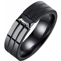 Mendes edelstaal heren ring Zwart Edelsteen-20mm