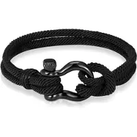 LGT JWLS Nautische heren armband Paracord Edelstaal Anker Zwart -21cm