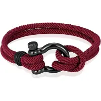 LGT JWLS Nautische heren armband Paracord Edelstaal Anker Bordeaux-19cm