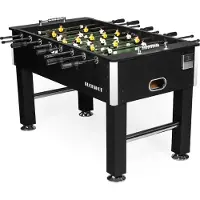 BuckShot Voetbaltafel 141x77x89 cm - 60KG - Zwart - Tafelvoetbaltafel met 2 ballen - MDF - tafelvoetbal 5ft met verstelbare poten en sterke holle stangen