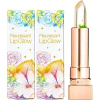 Glamfox Moonlight Flower Lip Glow Lipstick - 24 Karaat Goudkorrels Lippenstift met 100% Echte Maanlicht Bloem - Lip Plumper - Lipverzorging - 2 Stuks