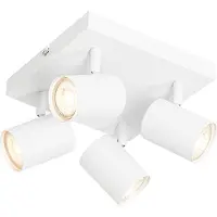 QAZQA Moderne plafondlamp wit 4-lichts verstelbaar vierkant - Jeana