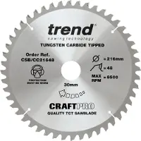 Trend Crosscut cirkelzaagblad 216x30x2,6mm 48T