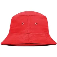 Myrtle beach Vissershoedje rood met zwart | bucket hat | zonnehoedje van katoen | L/XL