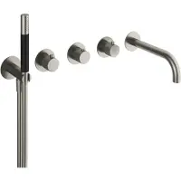Hotbath Thermostatische Badkraan Cobber X Inbouw Met 2 Stopkranen En Handdouche Met Uitloop Geborsteld Nikkel