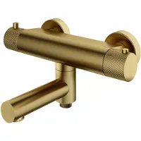 Hotbath Thermostatische Badmengkraan Cobber X Met Wegdraaibare Uitloop Geborsteld Messing PVD