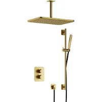 Hotbath Gal IBS40ABBP inbouwdouche met plafondbuis, glijstang en 27x40cm hoofddouche geborsteld messing PVD