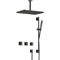Hotbath Gal IBSGL70 Inbouw Doucheset Met 2 Stopkranen Met Plafondbuis, Gl106 En Glijstang - Geborsteld Gunmetal PVD - Kranen, Douchekranen, - Kranen, Douchekranen, Douchesets, Inbouw douchesets