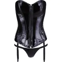 Black Level Strapless Jarretel Vinyl Wetlook Korset